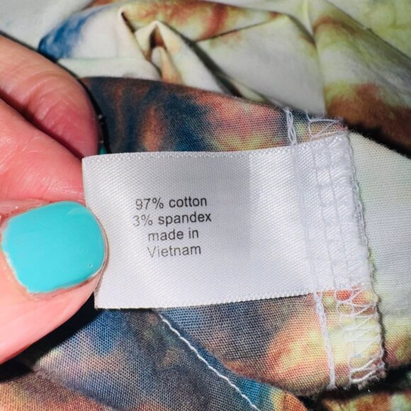 Lane Bryant Women Tie-Dye Button-Down Casual Shirt Plus Size 24 Cream Multicolor - Picture 6 of 8